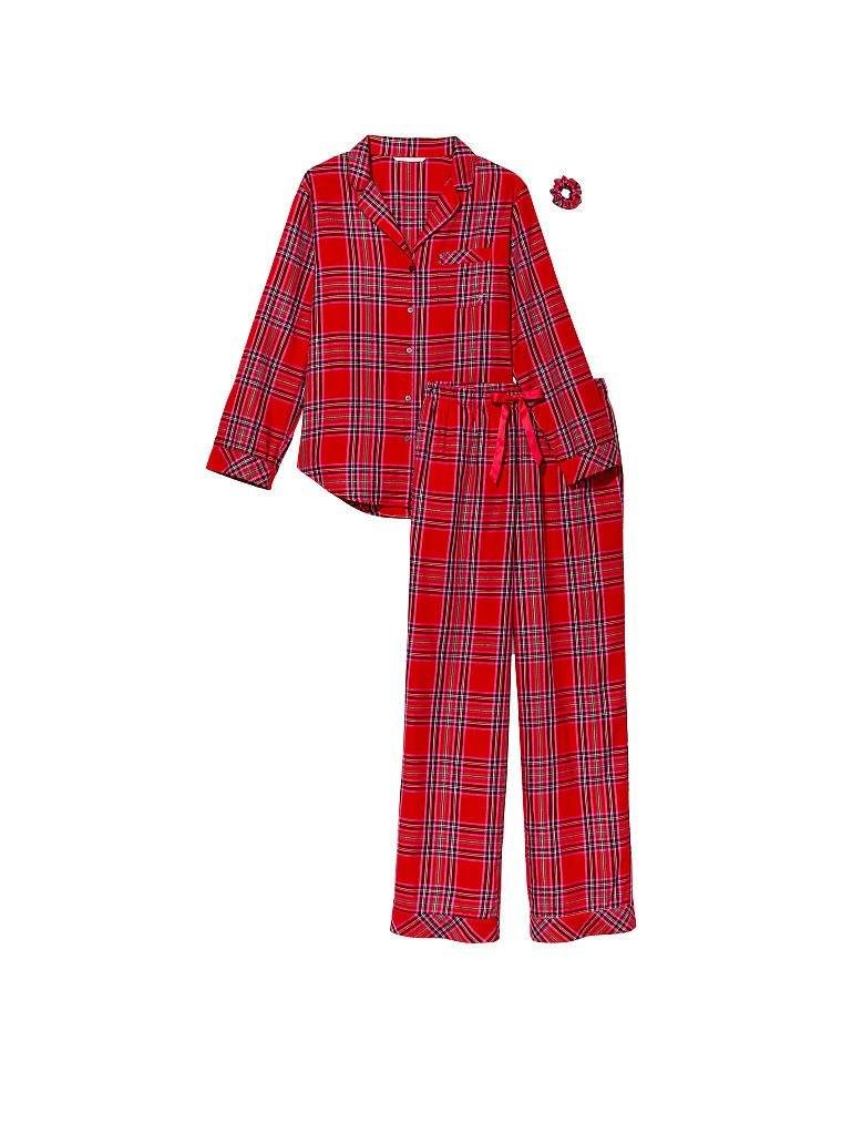 Пижама фланелевая Victoria’s Secret Flannel Long PJ Set красная клетка, L