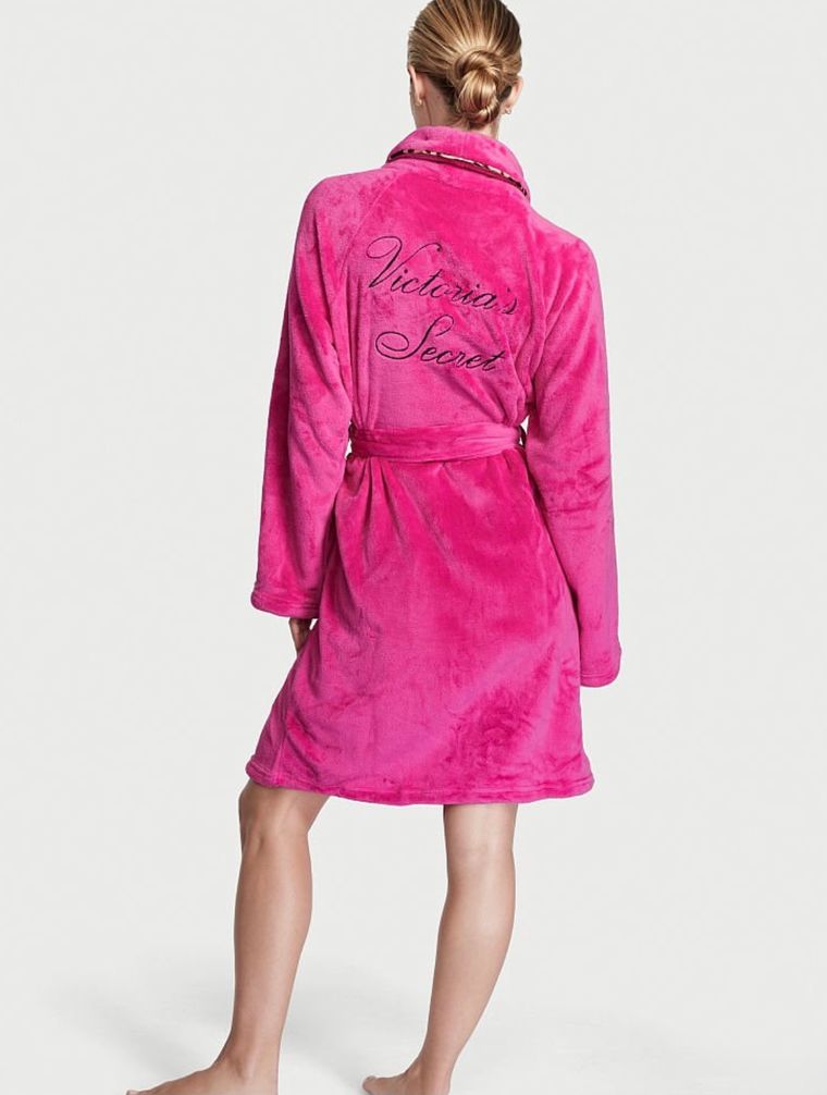 Плюшевый халат Victoria’s Secret Logo Short Cozy Robe, XL/XXL