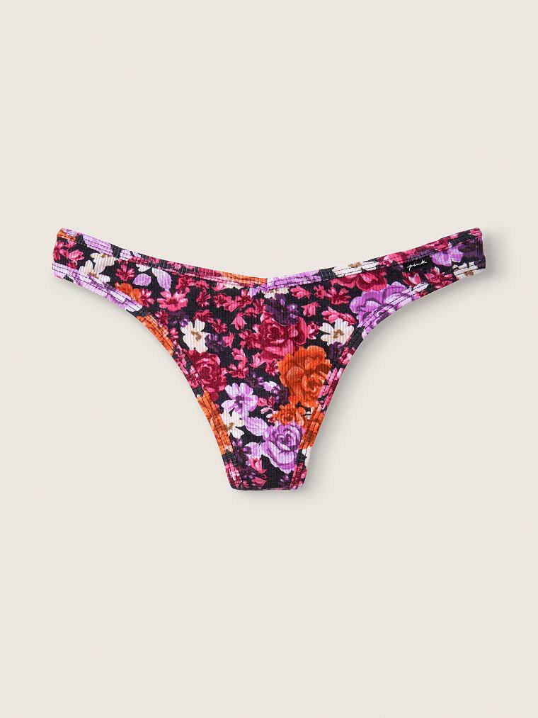 Трусики Pink Victoria’s Secret Cotton Thong цветочный принт