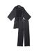 Сатинова піжама Victoria’s Secret Satim 3-Piece Pj Set Black Logo в чорному кольорі