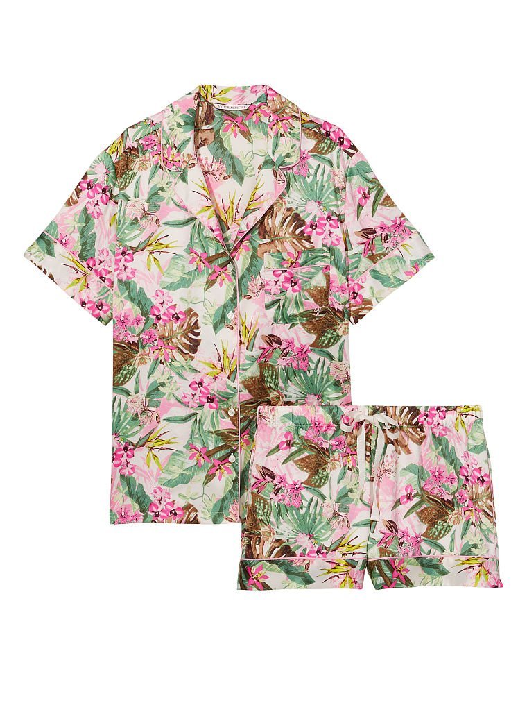 Сатиновая пижама Satin Short Pj Set с шортами цветочный принт, XS