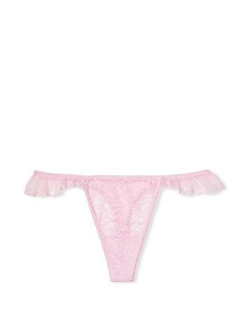 Трусики Dream Angels Lace Midi Thong Panty Morning Sky Silver розовые, S