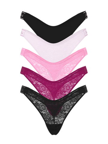 Набор трусиков 5-pack lace logo thong panties, L