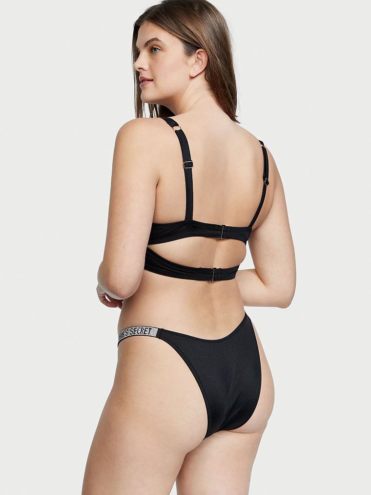 Плавки Victoria’s Secret Shine Strap Brazilian Bikini Bottom чорного кольору, M