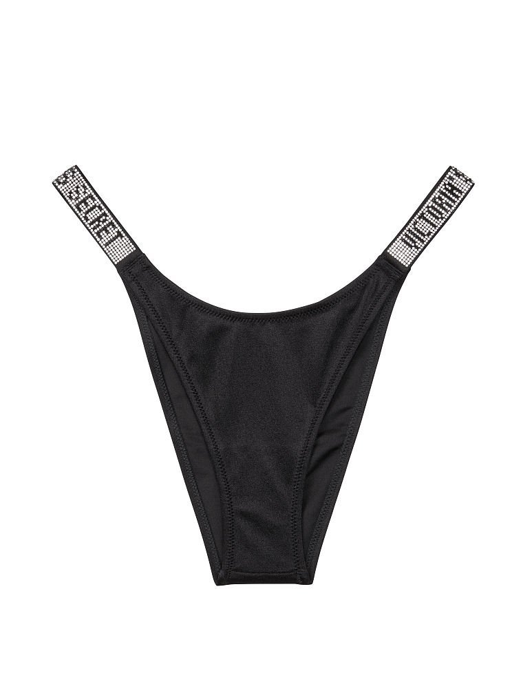 Плавки Victoria’s Secret Shine Strap Brazilian Bikini Bottom чёрного цвета, M