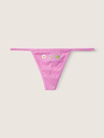 Трусики в рубчик Pink Cotton V-String Underwear, L