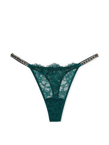 Кружевные трусики со стразами shine strap lace thong panty