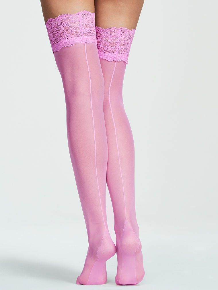 Панчохи lace top thigh highs with reinforced heel, M