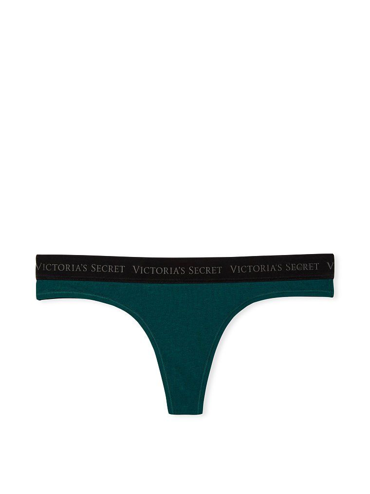 Трусики Logo Cotton Thong Panty Deepest Green Victoria’s Secret, XS