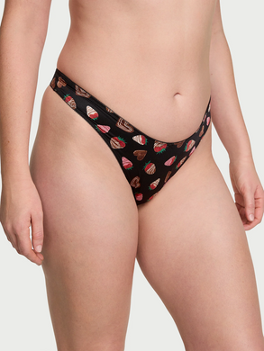 Трусики printed high-leg thong panty black chocolates, L