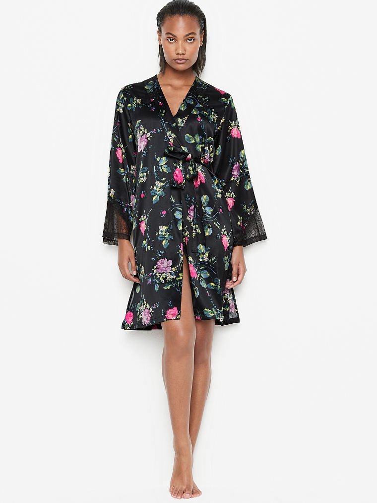Сатиновий халат Victoria’s Secret Chantilly Lace Robe квітковий принт