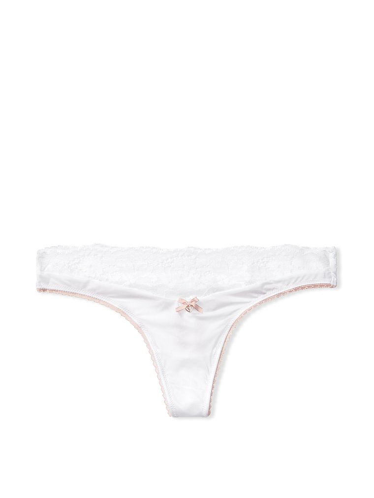 Трусики із преміум колекції Body By Victoria Lace Front Thong Panty білі