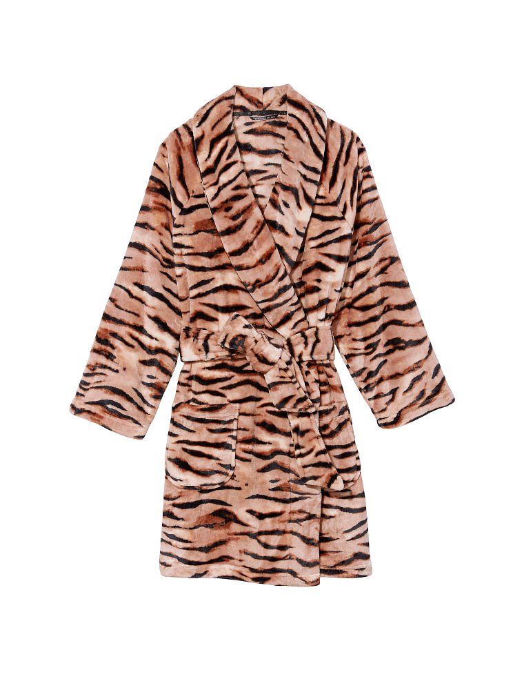Плюшевый халат Champagne Tiger Logo Short Cozy Robe, M/L