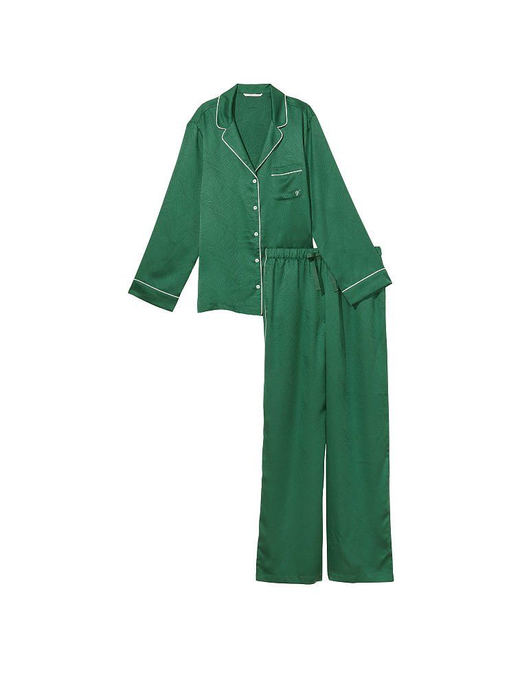 Сатинова піжама зеленого кольору, S