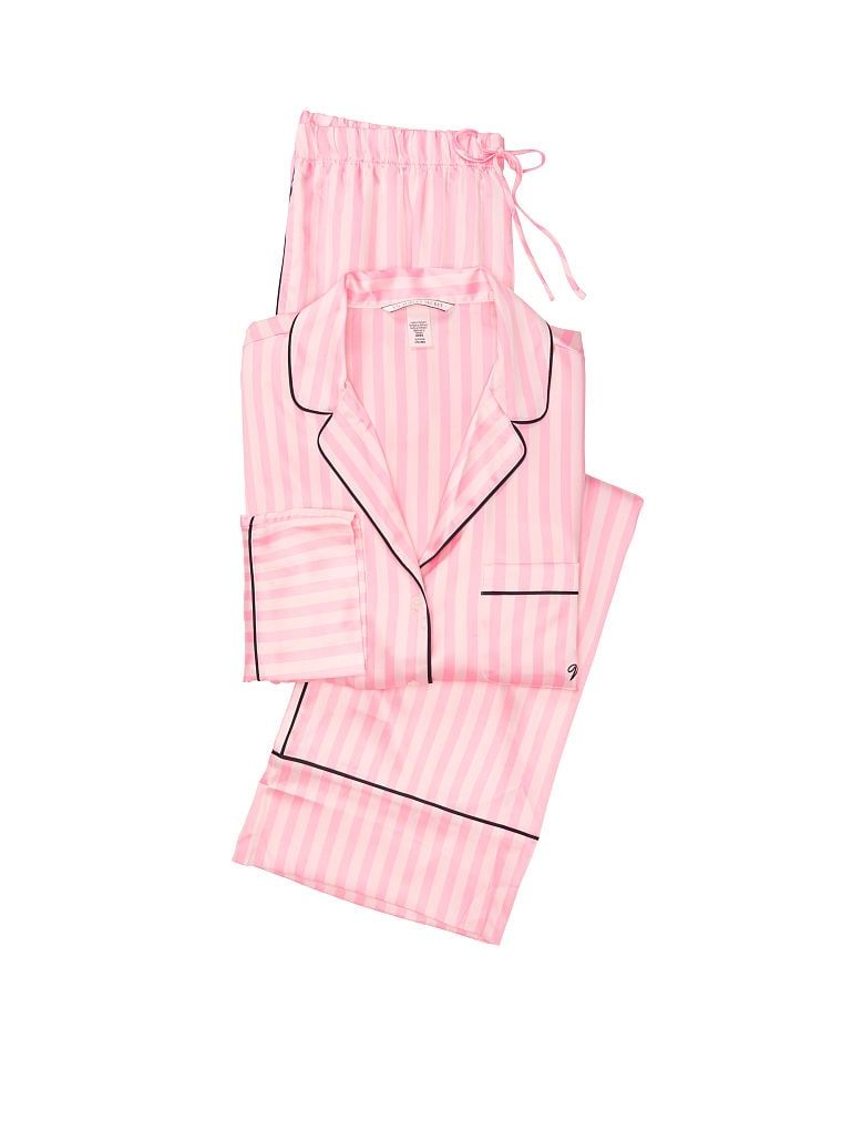 Сатинова піжама Satin Long Pj Set рожева смужка