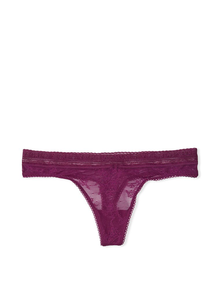 Кружевные трусики Victoria’s Secret Logo Cotton Thong Panty