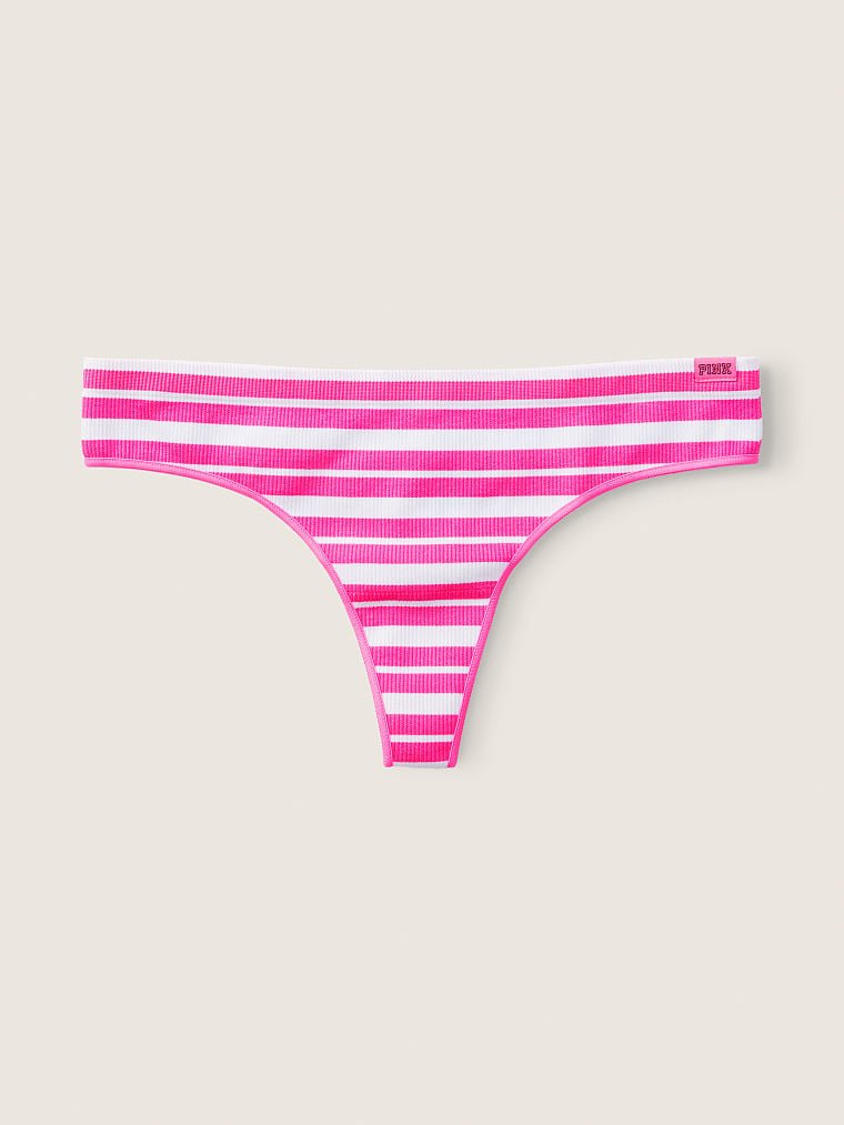 Трусики Seamless Thong Panty Atomic Pink Striped, L