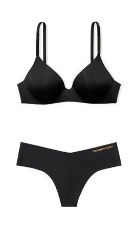 Безшовний комплект білизни The T-Shirt Lightly-Lined Wireless Bra в чорному кольорі, 80B+ L
