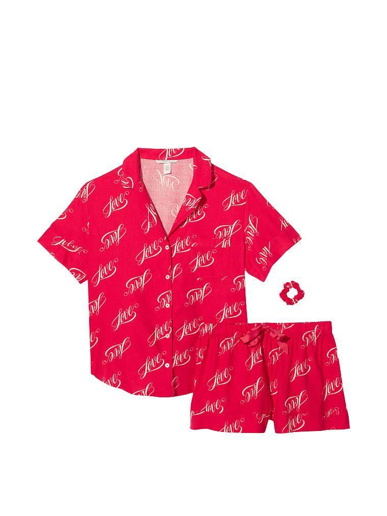 Фланелева піжама Flannel Short Pj Set з шортами червона
