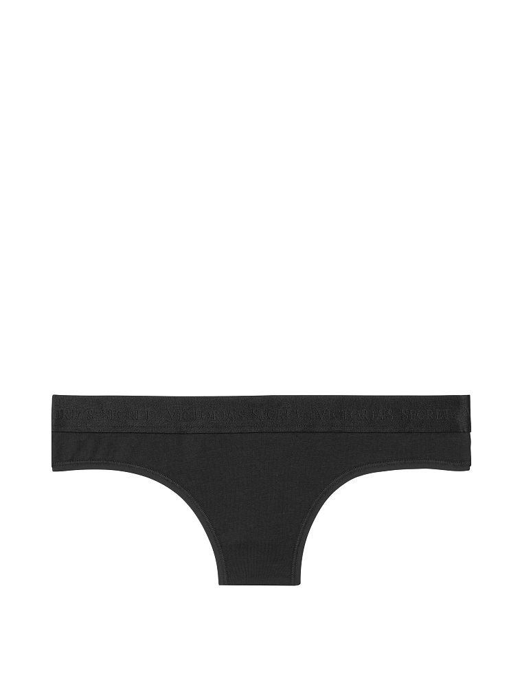 Трусики Victoria’s Secret Logo Cotton Thong Panty черные, M