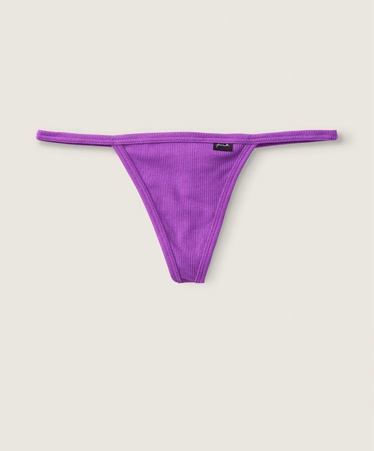 Трусики в рубчик Pink Cotton V-String Underwear, XS