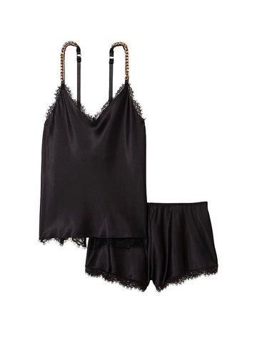 Сатинова піжама chain strap satin cami shorts set, M