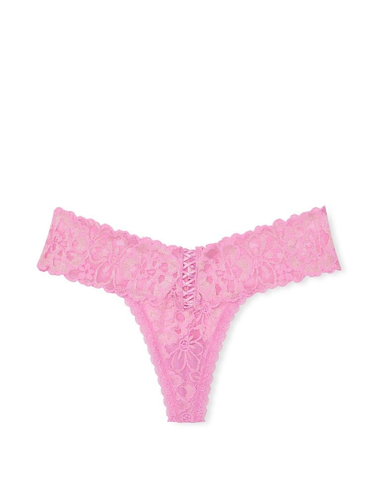 Трусики Lacie Lace-Up Thong Panty Lilac Chiffon Victoria’s Secret, M
