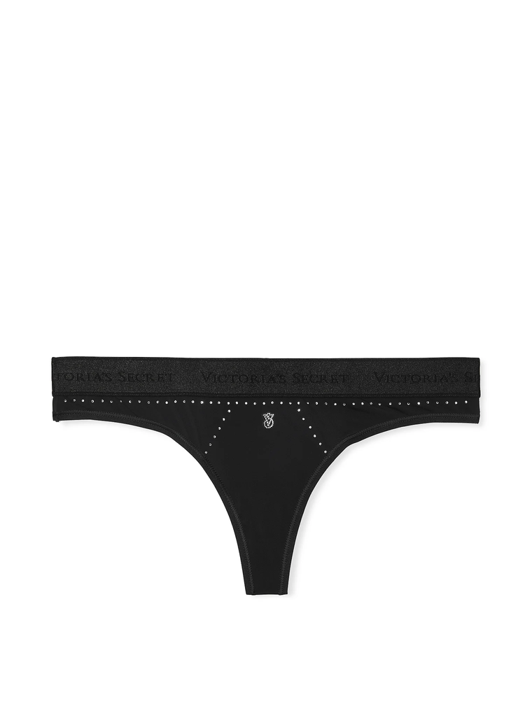 Трусики logo cotton thong panty чорні, M