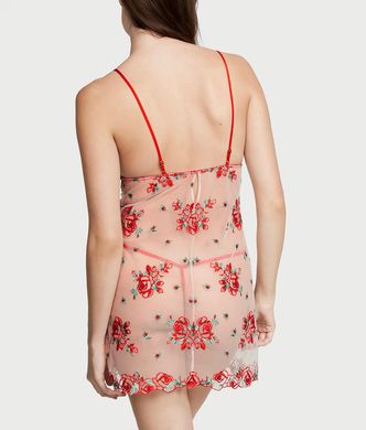 Пеньюар floral embroidery sheer mesh slip, XS