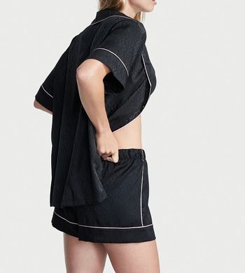 Сатинова піжама Satin Short Pj Set Black Logo Victoria’s Secret з шортами, XS