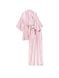 Сатинова піжама Victoria’s Secret Satim 3-Piece Pj Set Black Logo в рожеву смужку, M/L