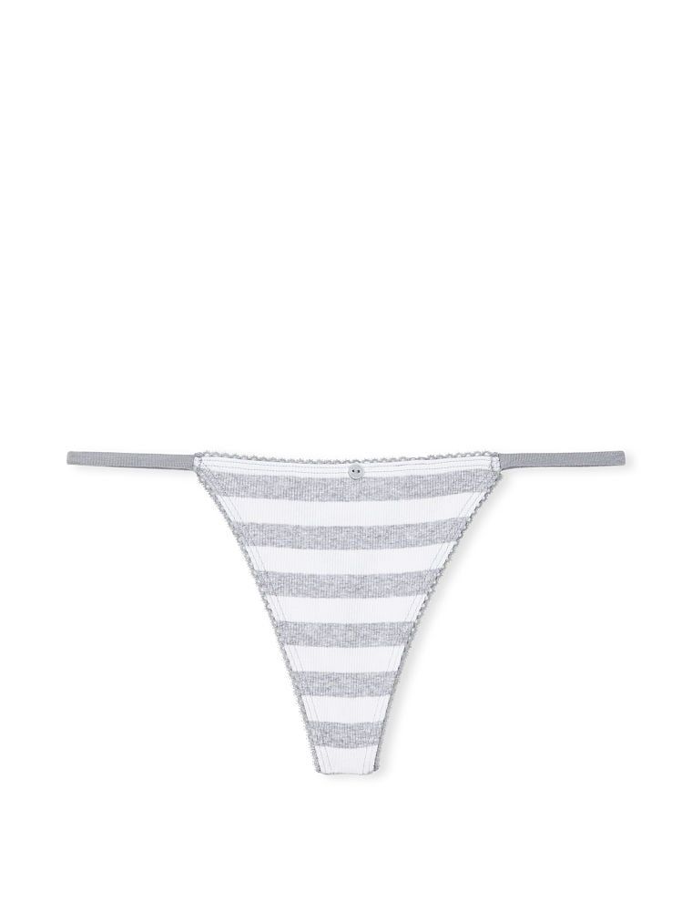 Трусики Ribbed Cotton V-String Panty Grey Stripe Victoria’s Secret, S