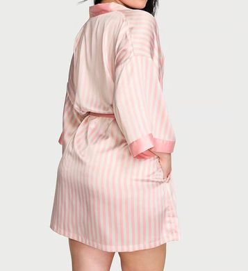 Атласний халат robe iconic stripe в рожеву смужку, XS/S