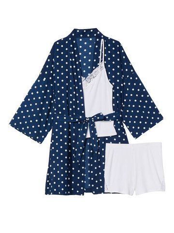 Піжамний комплект Cotton Three-Piece Robe Set