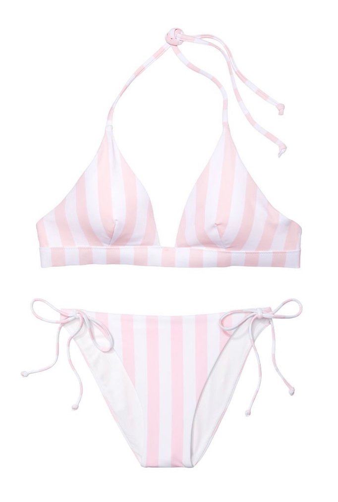 Купальник Essential Halter Bikini Victoria’s Secret в рожеву смужку, M