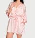Атласний халат robe iconic stripe в рожеву смужку, M/L
