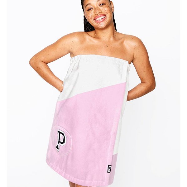 Рушник для пляжу і спа процедур Victoria’s Secret Monogram Towel рожево-біле