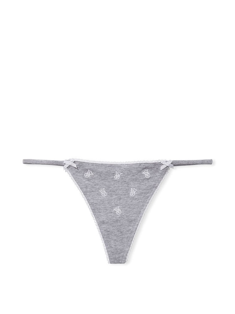 Трусики Ribbed Cotton V-String Panty Grey Victoria’s Secret, M