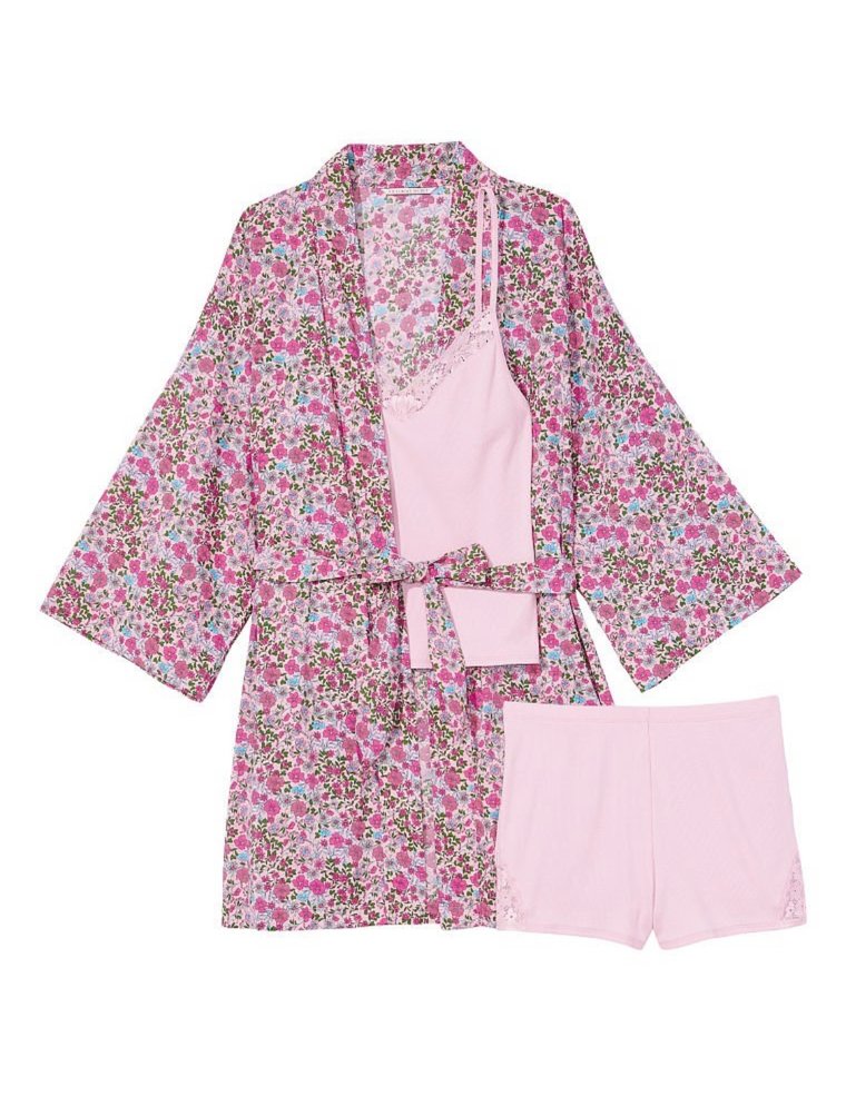 Пижамный комплект Lightweight Cotton Three-Piece Robe Set, XS