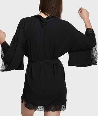 Халат Modal Lace-Trim Robe чорного кольору, XS/S