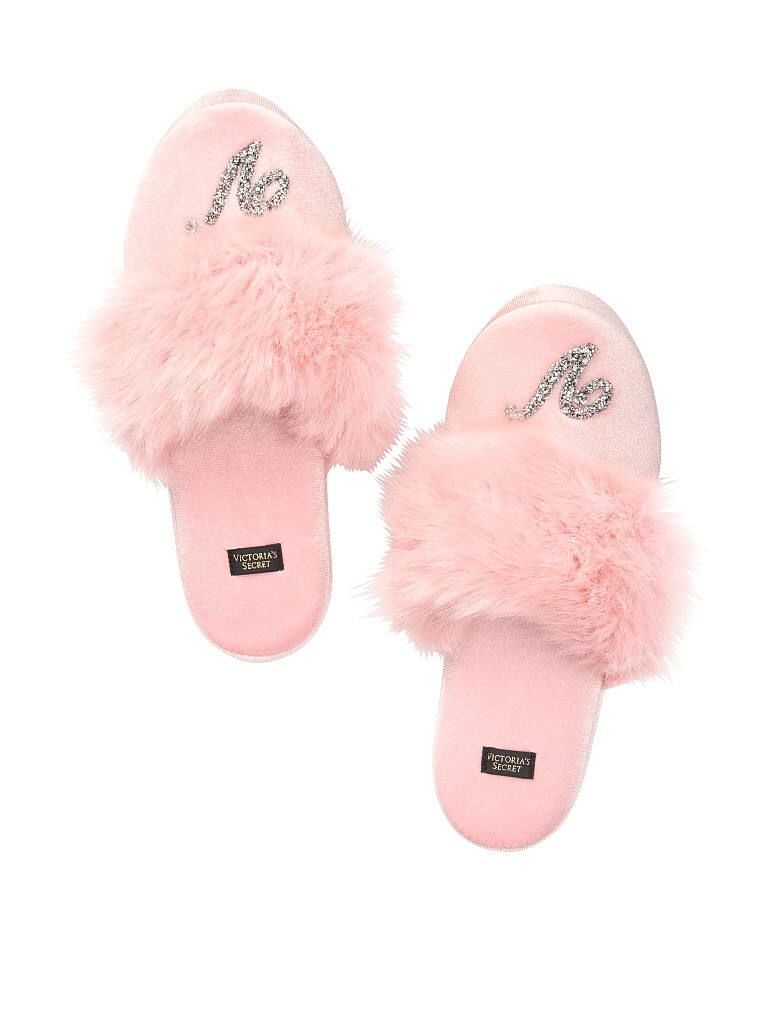 Домашние Тапочки Victoria’s Secret Slippers Shine Logo «V» Розовые