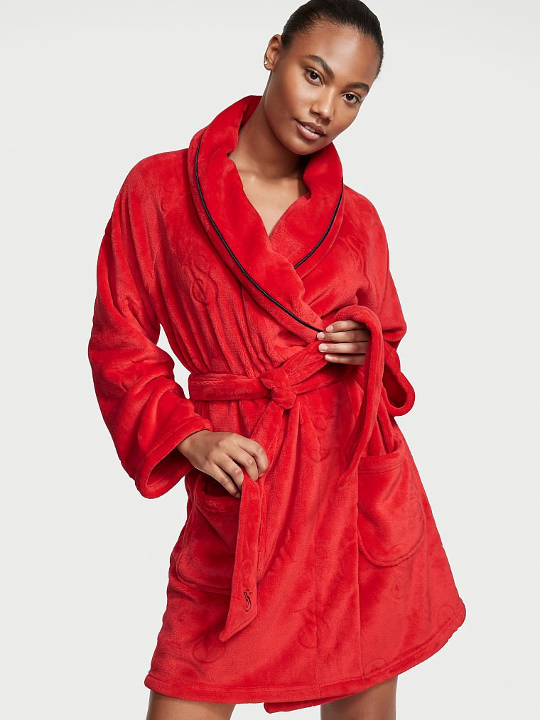 Халат Victoria’s Secret Logo Short Cozy Robe красный