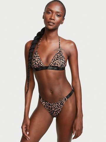 Леопардовий купальник Triangle Shine Swim зі стразами, L