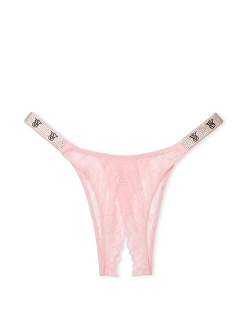 Трусики зі стразами rose lace crotchless brazilian panty, XS