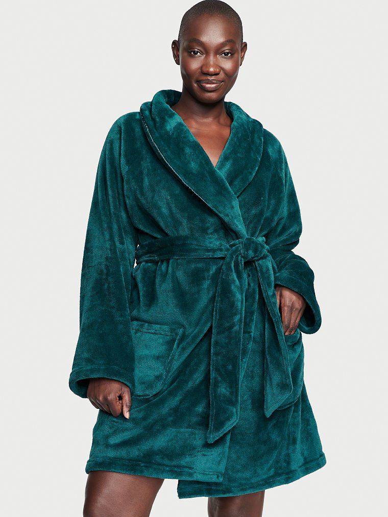 Халат теплий Deepest Green Logo Short Cozy Robe Victoria’s Secret, M/L