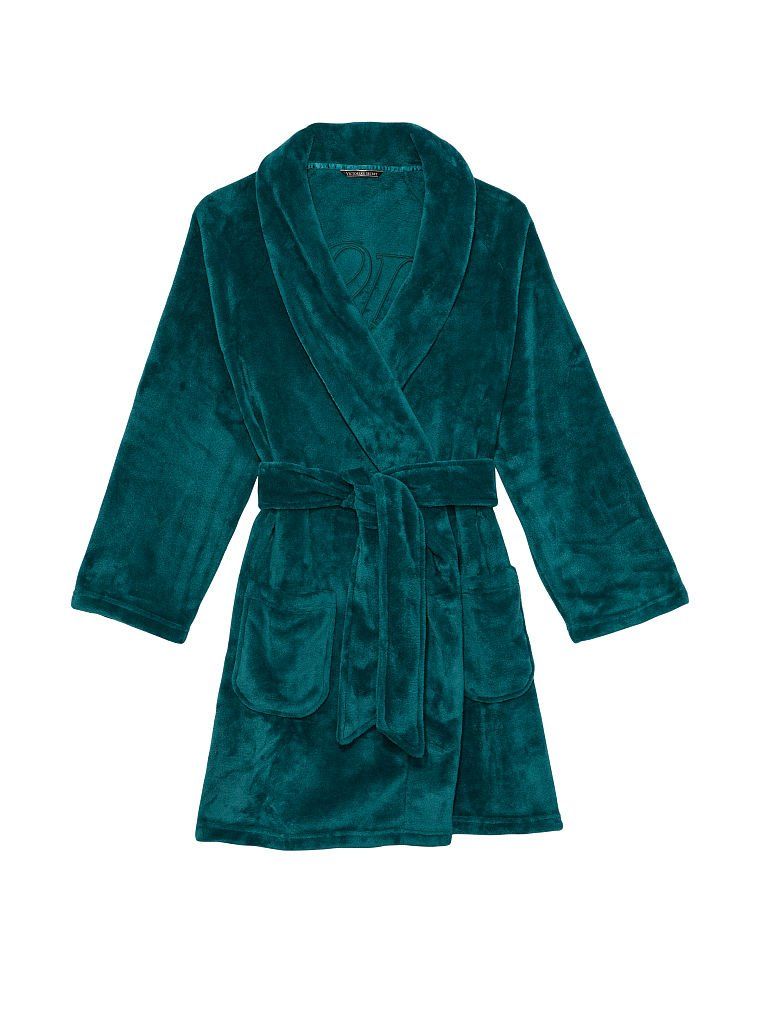 Плюшевый халат Deepest Green Logo Short Cozy Robe Victoria’s Secret, XS/S
